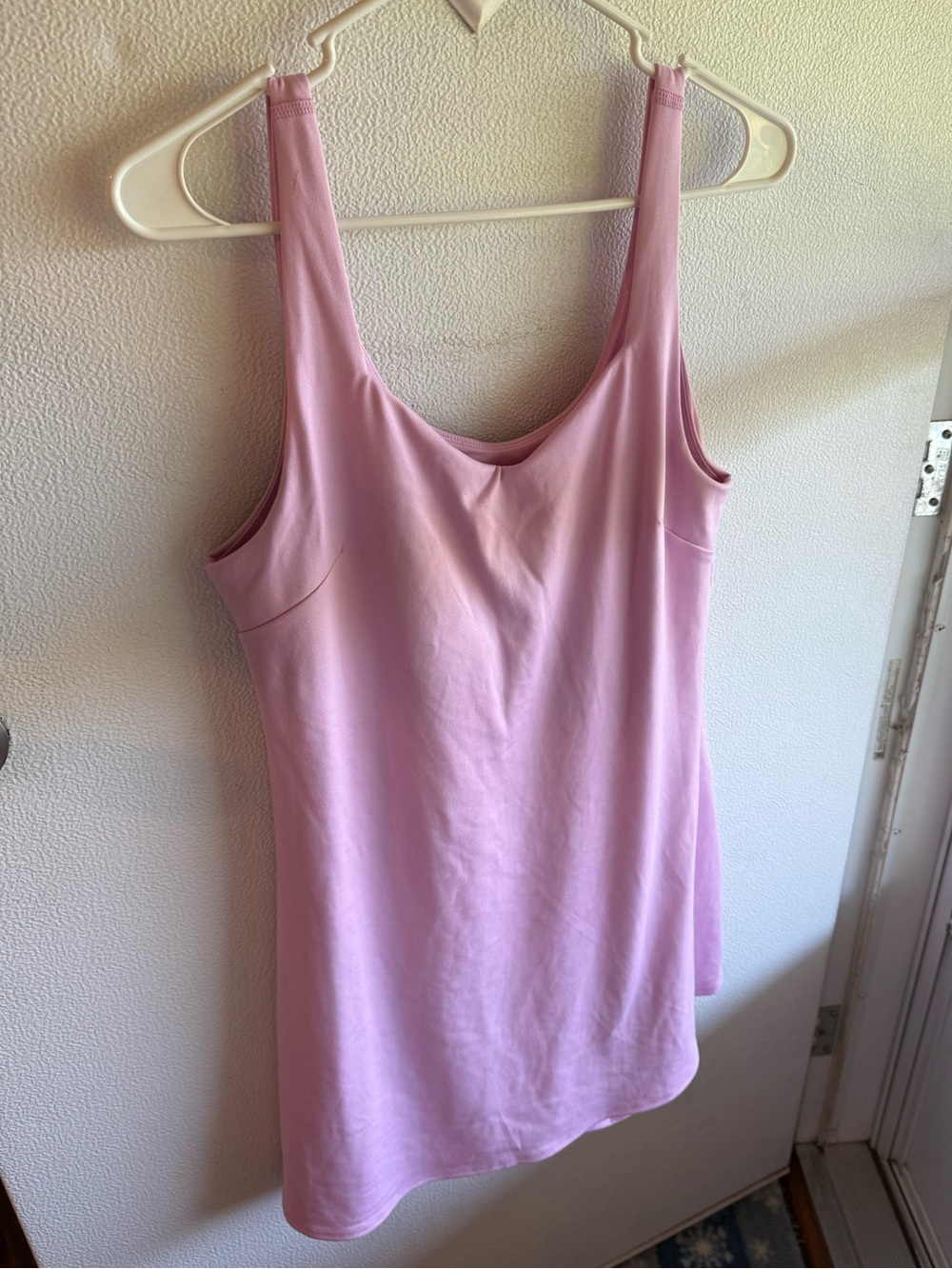 Danskin Challenger Pink Tennis Dress Built in Bra Shorts Pockets L Athleisure